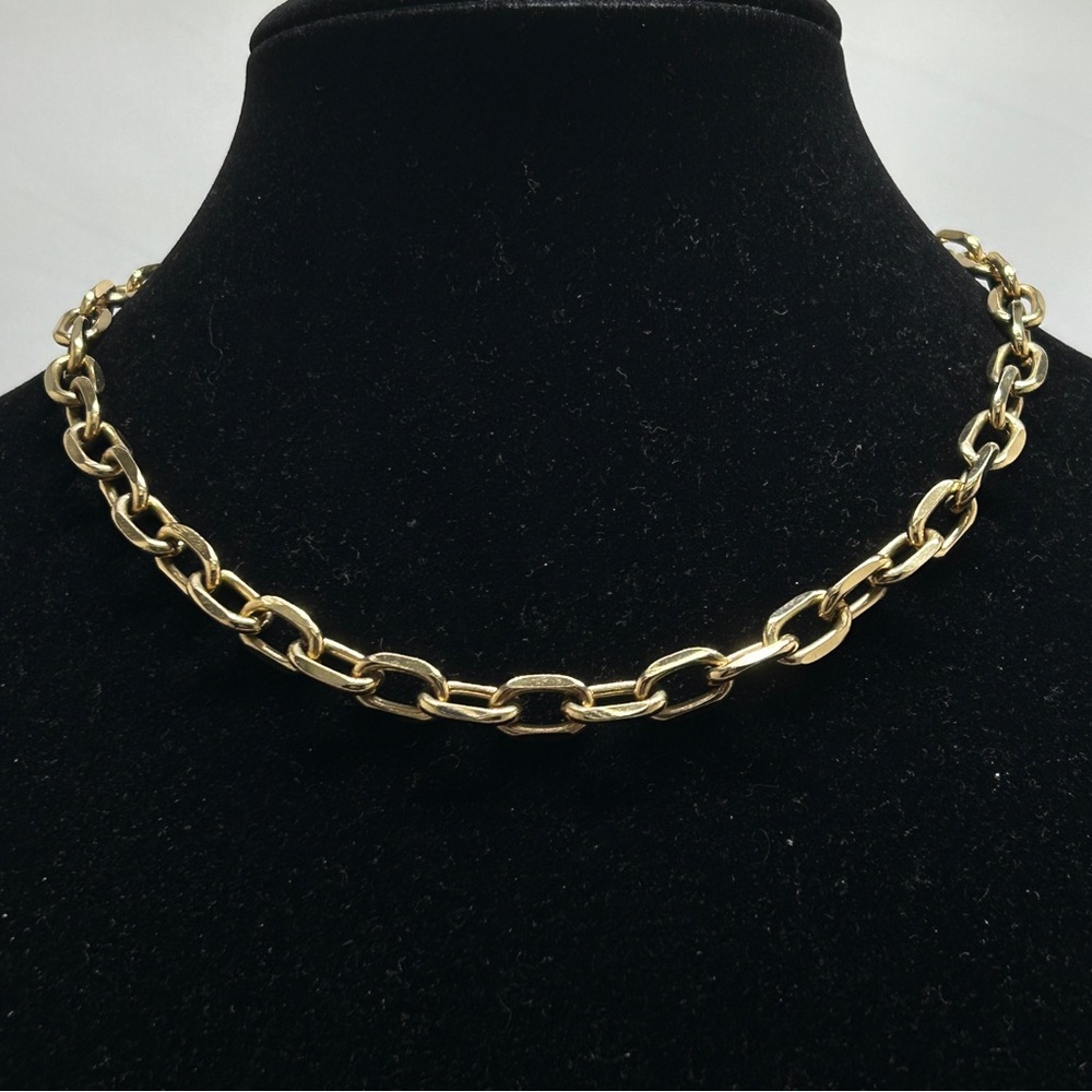 Jennifer Tuton, 24k Gold Overlay, Open Flat Oval Link Necklace, Quality Piece